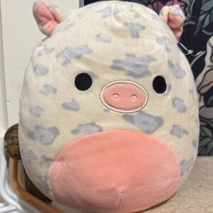Plush Pig Squishmallow-Style Soft Toy in Cream, Gray & Peach